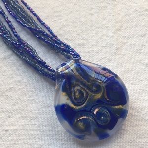 Glass Charm on Beaded Necklace
